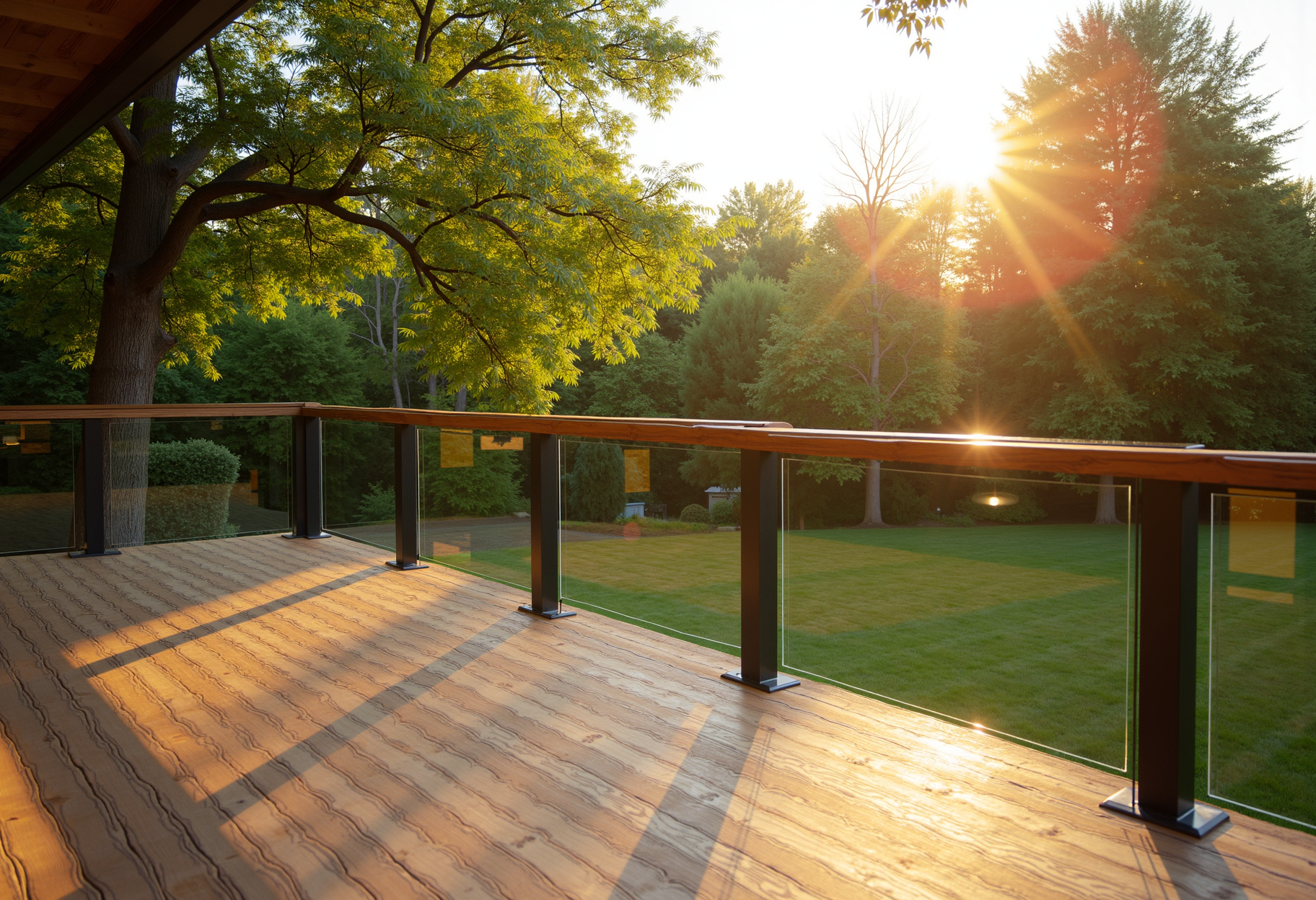 Glass deck railing