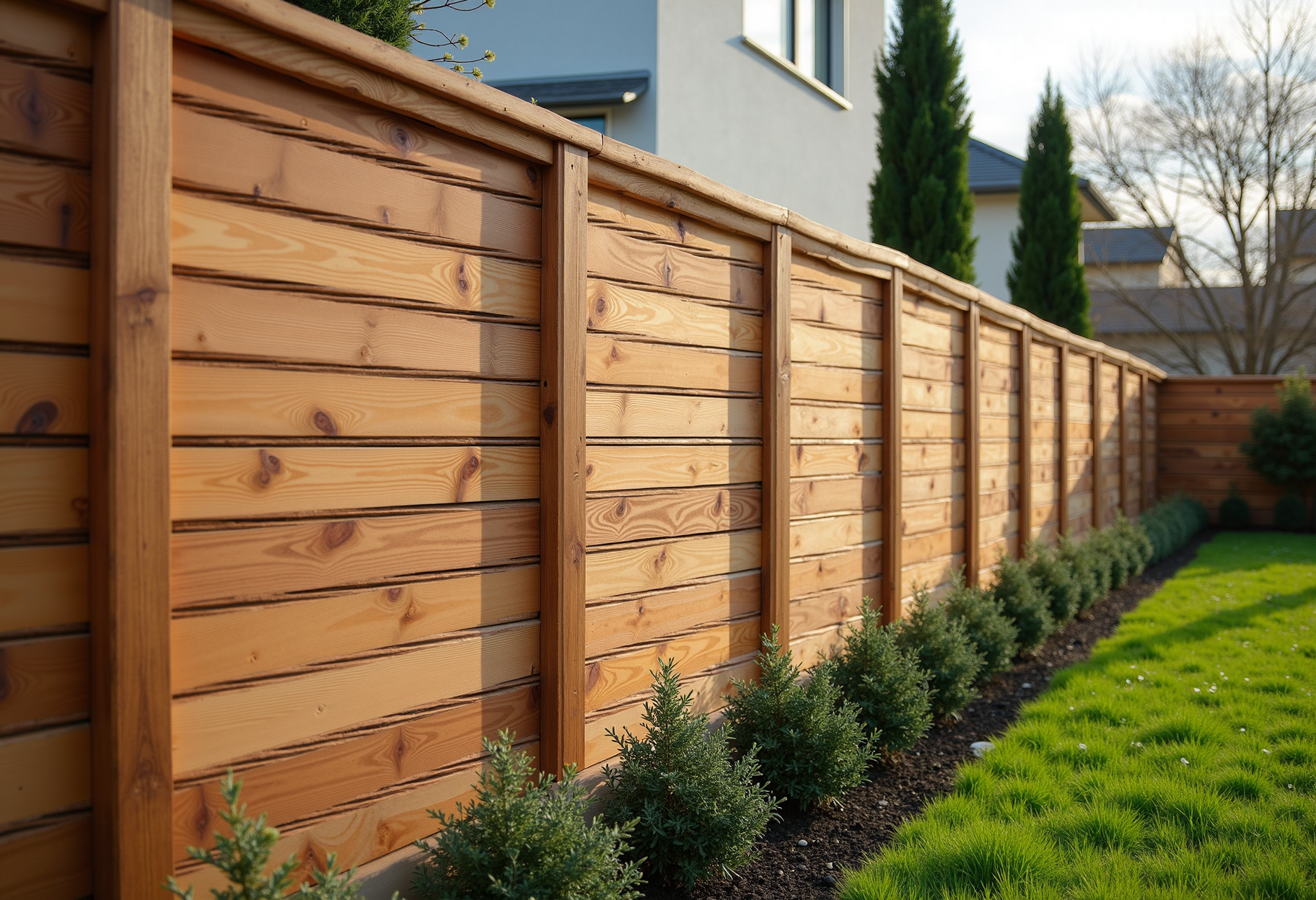 Horizontal slat fence